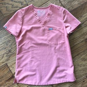 Figs Casma Scrub Top XS Coral